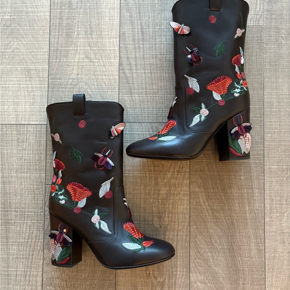 Laurence Dacade dark brown Floral Embroidered Heeled Boots